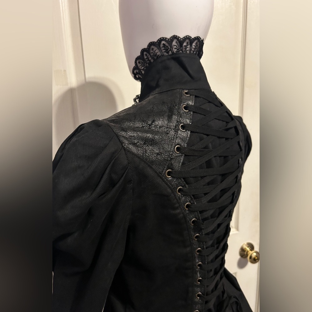 Rare Lip Service Victorian Bustle Jacket Beetlejuice Gothic Witch Steampunk Sz M - Picture 9 of 12